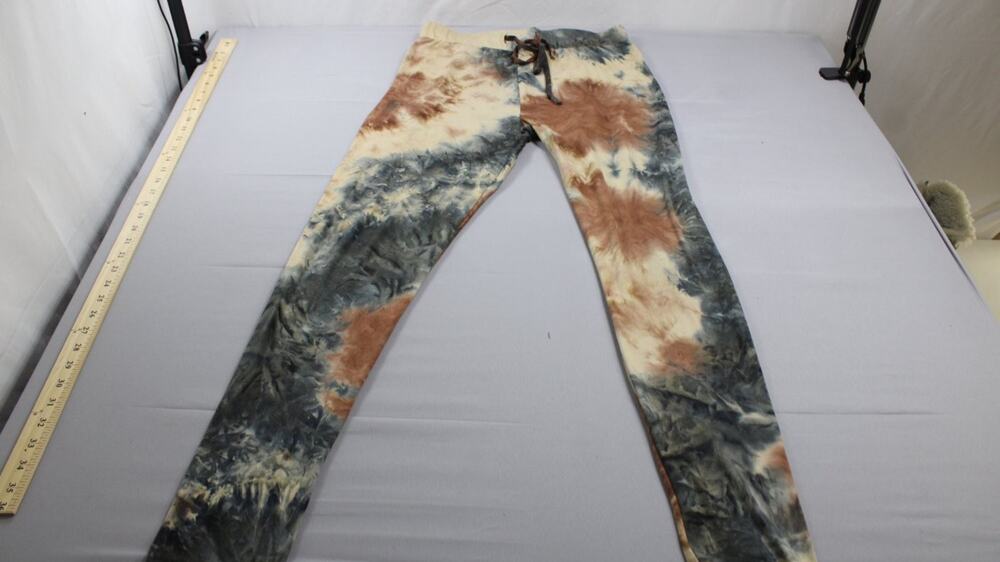 Ellie & Kate Tie Dye Lounge Pants Womens M Brown Blue Drawstring Stretch